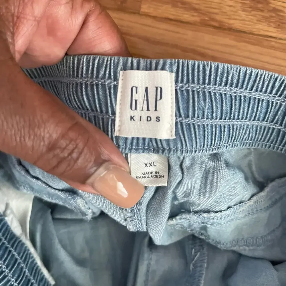Gap Kids Girls XXL Cargo Joggers Blue Chambray Casual Cotton Pants NWT